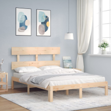 vidaXL tömör fa ágykeret fejtámlával 120 x 200 cm ágy és ágykellék