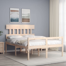 vidaXL tömör fa ágykeret fejtámlával 140 x 190 cm ágy és ágykellék