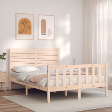 vidaXL Tömör fa ágykeret fejtámlával 140 x 200 cm ágy és ágykellék
