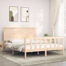 vidaXL tömör fa ágykeret fejtámlával 160 x 200 cm ágy és ágykellék