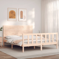 vidaXL Tömör fa ágykeret fejtámlával 160 x 200 cm ágy és ágykellék