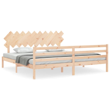 vidaXL tömör fa ágykeret fejtámlával 200 x 200 cm (3195306) ágy és ágykellék