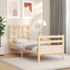 vidaXL tömör fa ágykeret fejtámlával 2FT6 Small Single ágy és ágykellék