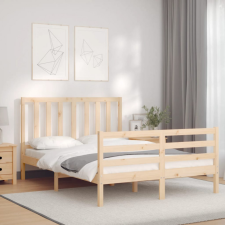 vidaXL tömör fa ágykeret fejtámlával Double ágy és ágykellék