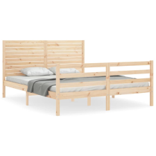 vidaXL tömör fa ágykeret fejtámlával King Size (3195031) ágy és ágykellék
