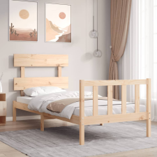 vidaXL tömör fa ágykeret fejtámlával Small Single ágy és ágykellék