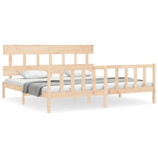vidaXL tömör fa ágykeret fejtámlával Super King Size (3193351) ágy és ágykellék