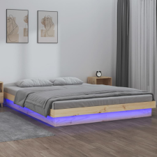 vidaXL tömör fa ágykeret LED-ekkel 135 x 190 cm (4FT6 Double) ágy és ágykellék