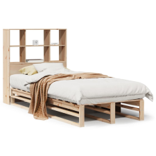 vidaXL tömör fa könyvespolcos ágy matrac nélkül 100 x 200 cm (3323914) ágy és ágykellék