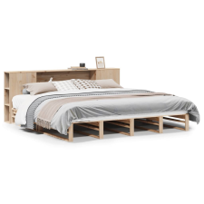 vidaXL tömör fa könyvespolcos ágy matrac nélkül 200 x 200 cm (3323887) ágy és ágykellék