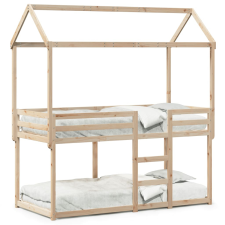 vidaXL tömör fenyőfa ágy emelettel és tetővel 75 x 190 cm ágy és ágykellék