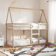 vidaXL tömör fenyőfa ágy emelettel és tetővel 75 x 190 cm ágy és ágykellék