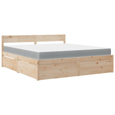 vidaXL tömör fenyőfa ágy fiókokkal és matraccal 180 x 200 cm ágy és ágykellék
