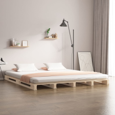 vidaXL tömör fenyőfa ágykeret 135 x 190 cm (4FT6 Double) ágy és ágykellék