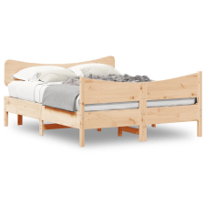 vidaXL tömör fenyőfa ágykeret fejtámlával 135 x 190 cm ágy és ágykellék