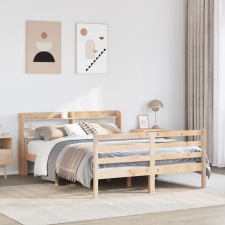 vidaXL tömör fenyőfa ágykeret fejtámlával 135 x 190 cm ágy és ágykellék