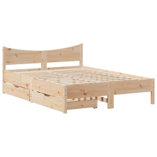 vidaXL tömör fenyőfa ágykeret fiókokkal 140 x 200 cm (3301905) ágy és ágykellék
