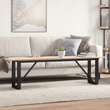 vidaXL tömör fenyőfa és öntöttvas dohányzóasztal O-vázzal 160x40x45 cm bútor