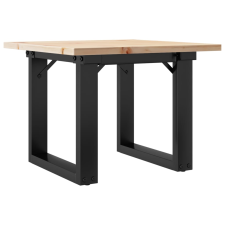 vidaXL tömör fenyőfa és öntöttvas dohányzóasztal O-vázzal 50x50x35 cm bútor