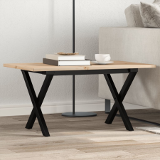 vidaXL tömör fenyőfa és öntöttvas dohányzóasztal X-vázzal 80x50x40 cm bútor