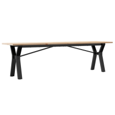 vidaXL tömör fenyőfa és öntöttvas dohányzóasztal Y-vázzal 160x40x45 cm bútor
