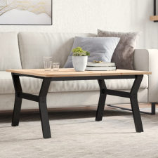 vidaXL tömör fenyőfa és öntöttvas dohányzóasztal Y-vázzal 90x90x45 cm bútor