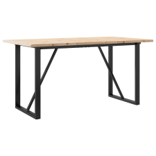 vidaXL tömör fenyőfa és öntöttvas étkezőasztal O-vázzal 140x80x75,5 cm bútor