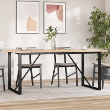 vidaXL tömör fenyőfa és öntöttvas étkezőasztal O-vázzal 180x90x75,5 cm bútor