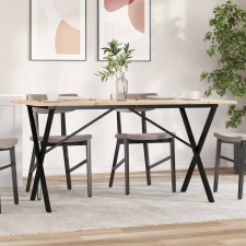 vidaXL tömör fenyőfa és öntöttvas étkezőasztal X-vázzal 140x80x75 cm bútor