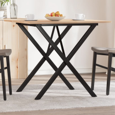 vidaXL tömör fenyőfa és öntöttvas étkezőasztal X-vázzal 90x90x75 cm bútor