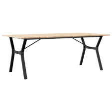 vidaXL tömör fenyőfa és öntöttvas étkezőasztal Y-vázzal 200x100x75 cm bútor