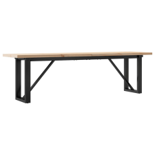vidaXL tömör fenyőfa és öntöttvas O-vázú dohányzóasztal 160x40x45,5 cm bútor
