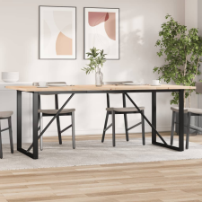 vidaXL tömör fenyőfa és öntöttvas O-vázú étkezőasztal 200x100x75,5 cm bútor