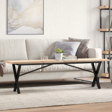 vidaXL tömör fenyőfa és öntöttvas X-vázú dohányzóasztal 160x40x45,5 cm bútor