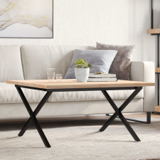 vidaXL tömör fenyőfa és öntöttvas X-vázú dohányzóasztal 80x80x45,5 cm bútor