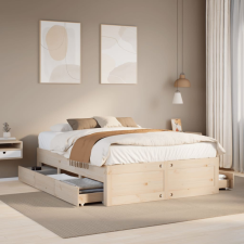 vidaXL tömör fenyőfa fiókos ágykeret matrac nélkül 140 x 200 cm ágy és ágykellék