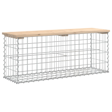vidaXL tömör fenyőfa gabion kerti pad 103x31,5x42 cm (834350) kerti bútor