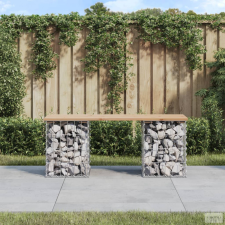 vidaXL Tömör fenyőfa gabion kerti pad 103x31x42 cm kerti bútor