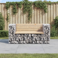 vidaXL tömör fenyőfa gabion kerti pad 143x71x65,5 cm kerti bútor