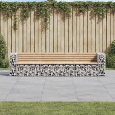 vidaXL tömör fenyőfa gabion kerti pad 287x71x65,5 cm kerti bútor