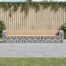 vidaXL tömör fenyőfa gabion kerti pad 347x71x65,5 cm kerti bútor