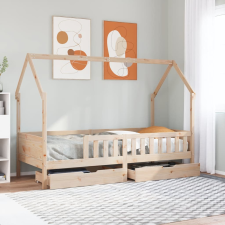 vidaXL tömör fenyőfa gyerekágykeret fiókokkal 90 x 200 cm ágy és ágykellék