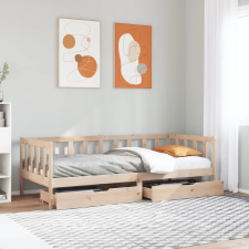 vidaXL tömör fenyőfa kanapéágy fiókkal 90 x 200 cm ágy és ágykellék
