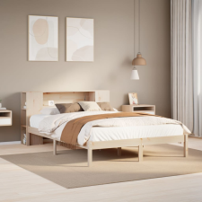 vidaXL tömör fenyőfa könyvespolcos ágy matrac nélkül 135 x 190 cm ágy és ágykellék