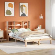 vidaXL tömör fenyőfa könyvespolcos ágy matrac nélkül 135 x 190 cm ágy és ágykellék