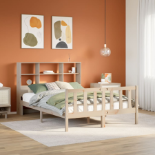 vidaXL tömör fenyőfa könyvespolcos ágy matrac nélkül 135 x 190 cm ágy és ágykellék