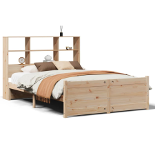 vidaXL tömör fenyőfa könyvespolcos ágy matrac nélkül 135 x 190 cm (3322461) ágy és ágykellék