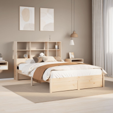 vidaXL tömör fenyőfa könyvespolcos ágy matrac nélkül 140 x 190 cm ágy és ágykellék