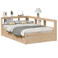 vidaXL tömör fenyőfa könyvespolcos ágy matrac nélkül 140 x 190 cm ágy és ágykellék