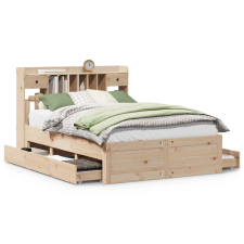 vidaXL tömör fenyőfa könyvespolcos ágy matrac nélkül 140 x 190 cm (3308972) ágy és ágykellék